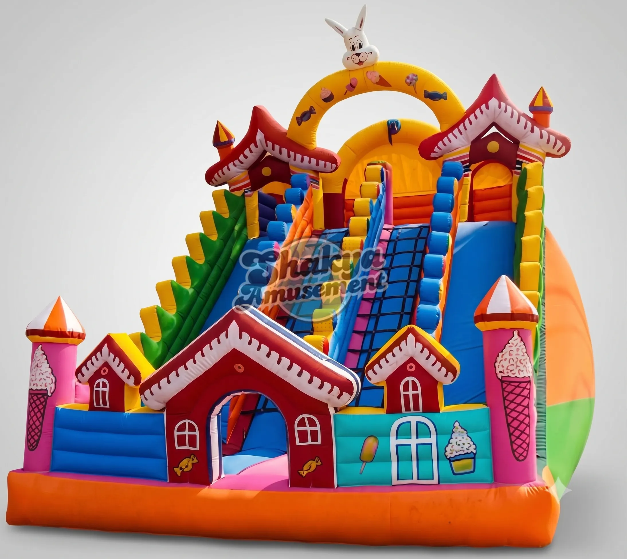 18x26 Ft 4-Lane Candy House Bunny Bouncy Castle – view 1