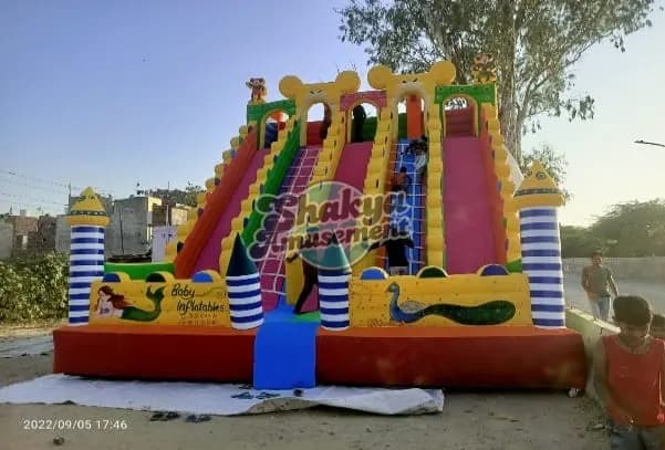 22x26 Ft 5-Lane Mermaid & Peacock Panel Bouncy Slide – view 1